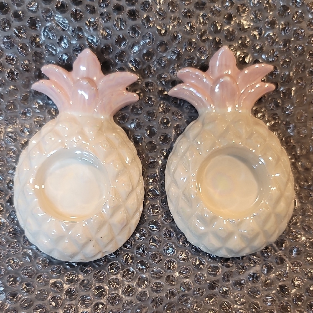 Pink and White Pineapple Candle Holders